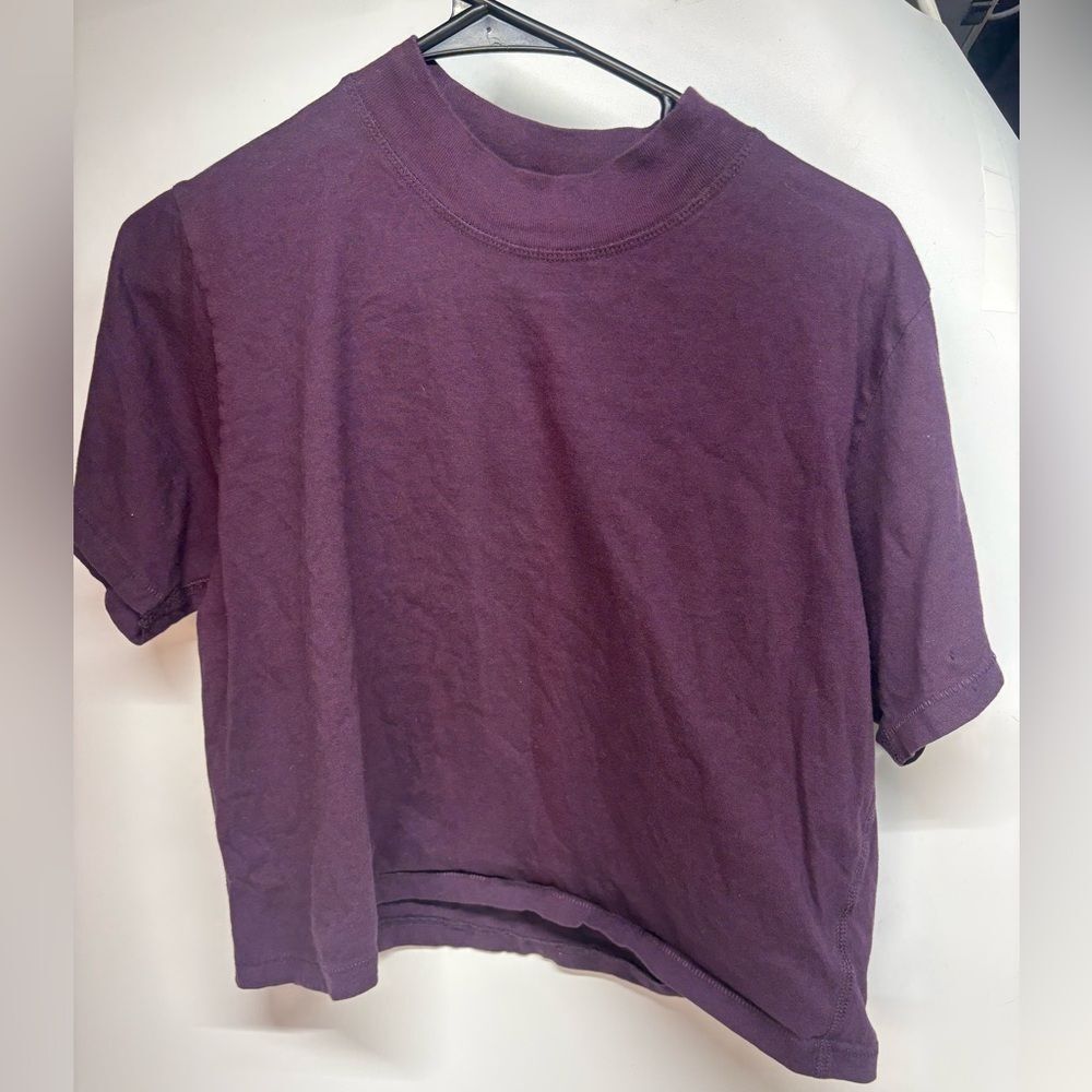 LAT Purple Women's Medium Crop Top Tee Cotton Casual Layering